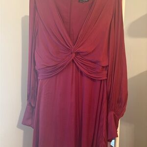 BARDOT Women's Dress in Burgundy SATIN MATERIAL (slight stain)